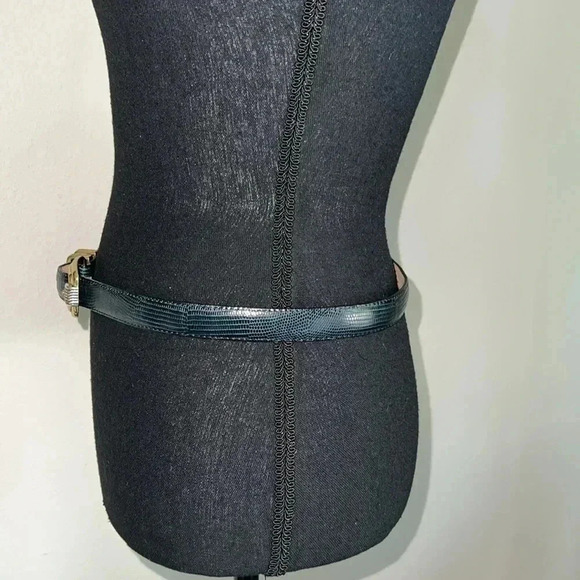 Brighton Women’s Black Reptile Embossed Belt with Gold Silver Tone Buckle 34 - Picture 8 of 16